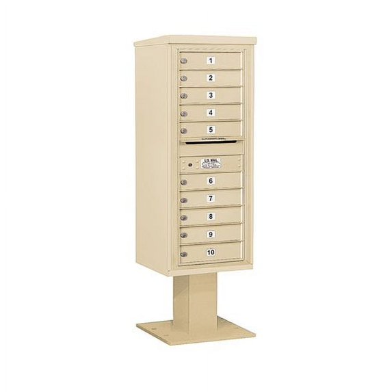 Salsbury Industries Pedestal Mounted 10 Units 11 Door Front Load 4C Horizontal Cluster Box Unit