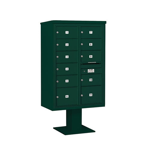 Salsbury Industries Pedestal Mounted 11 Units 12 Door Front Load 4C Horizontal Cluster Box Unit