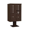 thumbnail image 1 of Salsbury Industries Pedestal Mounted 11 Units 14 Door Front Load 4C Horizontal Cluster Box Unit with 2 Parcel Lockers, 1 of 6