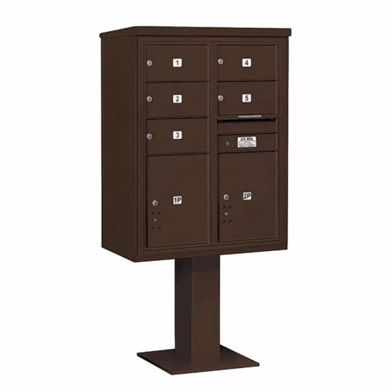 Salsbury Industries Pedestal Mounted 5 Units 8 Door Front Load 4C Horizontal Cluster Box Unit with 2 Parcel Locker