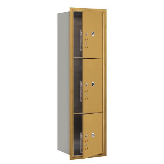 Salsbury Industries Recessed Private Aluminum 3 Unit 4C Horizontal Parcel Locker