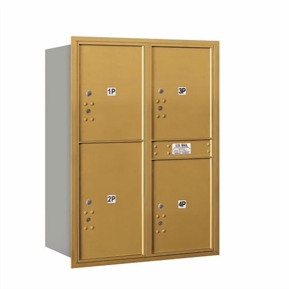Salsbury Industries Recessed Private Aluminum 5 Unit 4C Horizontal Parcel Locker