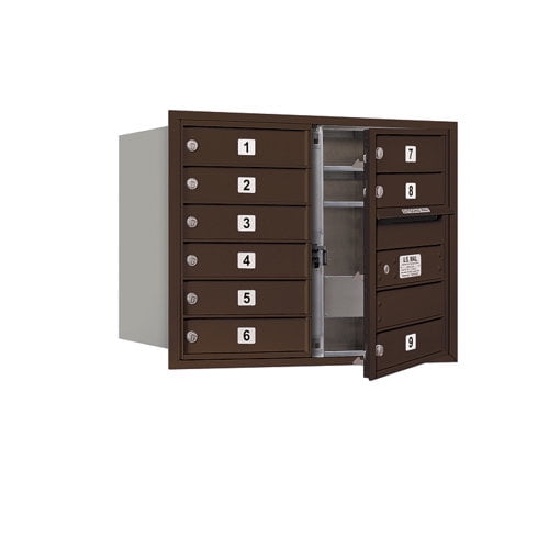 Salsbury Industries Recessed USPS 10 Door Front Load 4C Horizontal Mail Center with 1 Parcel Locker