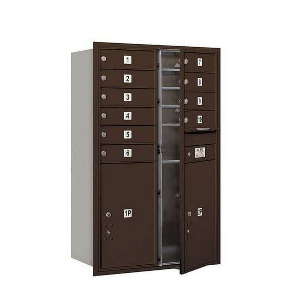 Salsbury Industries Recessed USPS 13 Door Front Load 4C Horizontal Mail Center with 1 Parcel Locker