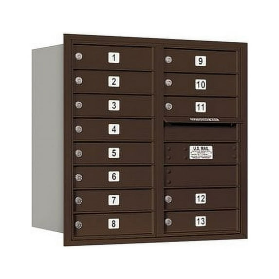 Salsbury Industries Recessed USPS 14 Door Rear Load 4C Horizontal Mail Center with 1 Parcel Locker