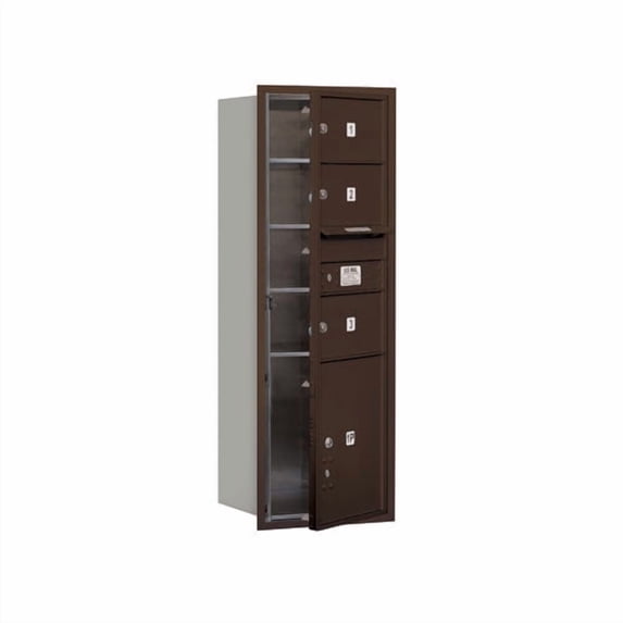 Salsbury Industries Recessed USPS 5 Door Front Load 4C Horizontal Mail Center with 1 Parcel Locker