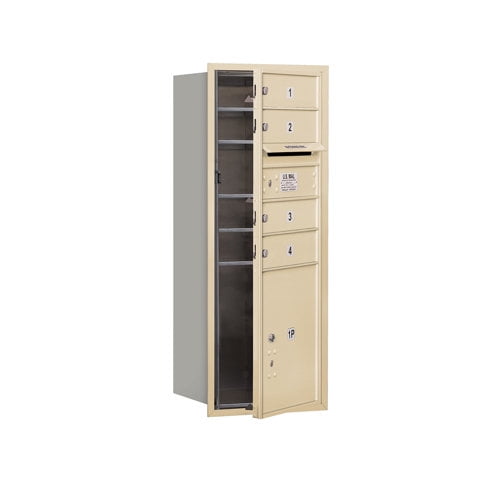 Salsbury Industries Recessed USPS 6 Door Front Load 4C Horizontal Mail Center with 1 Parcel Locker