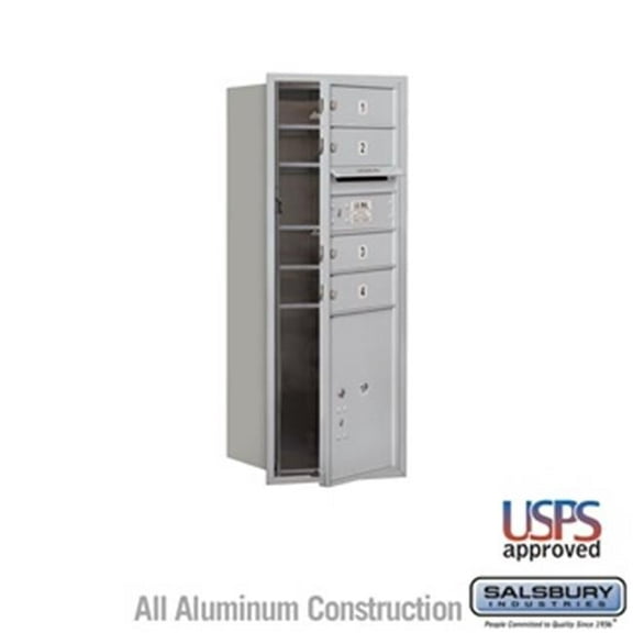 Salsbury 3710SA-04AFU 37. 5 in. Recessed Mounted 4C Horizontal Mailbox - 10 Door High Unit- Single Column - 4 MB1 Doors with 1 PL4.5 - Aluminum - Front Loading - USPS Access