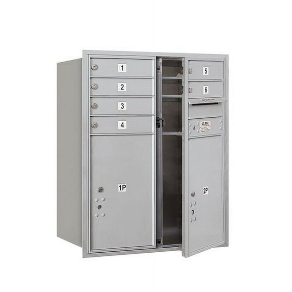 Salsbury Industries Recessed USPS 9 Door Front Load 4C Horizontal Mail Center with 1 Parcel Locker