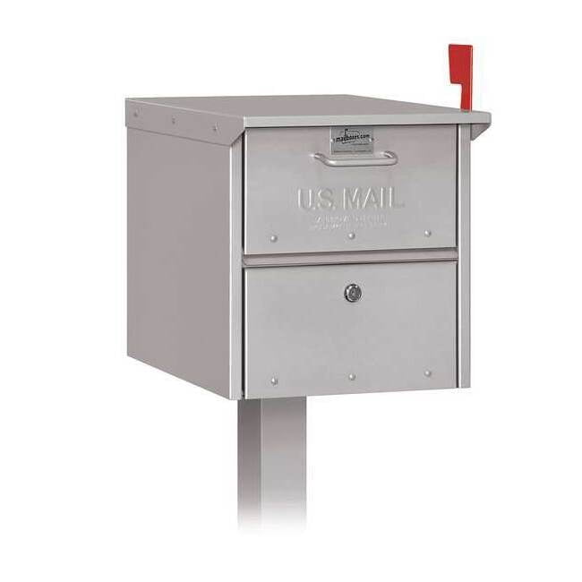Mailbox, Gray, Powder Coated, 1 Doors, Pedestal, Aluminum 4325SLV