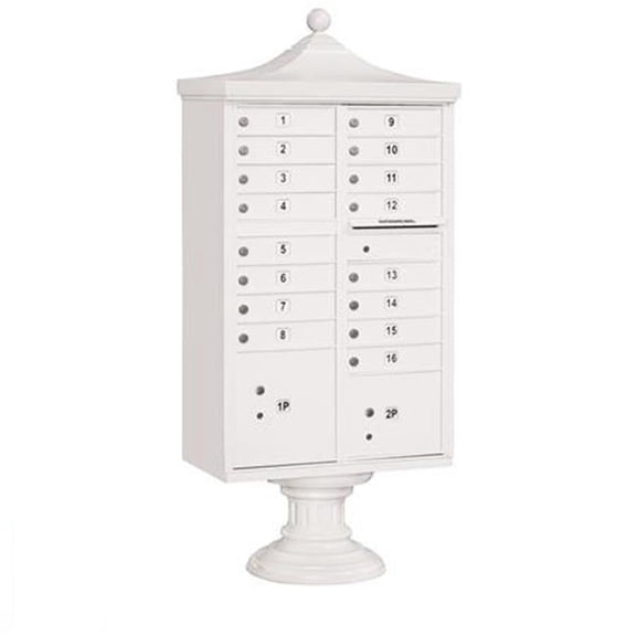 Regency Decorative Cluster Box Unit with 16 Doors and 2 Parcel Lockers in White with USPS Access Type III