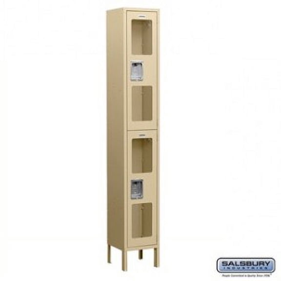 Salsbury Industries  See-Through Metal Locker - Double Tier - 1 Wide - Assembled - Tan