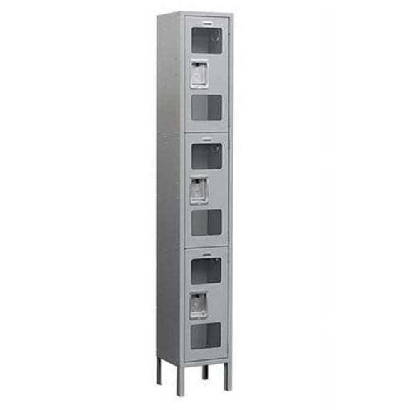 Salsbury Industries  See-Through Metal Locker - Triple Tier - 1 Wide - Gray - 6ft H x 15in D