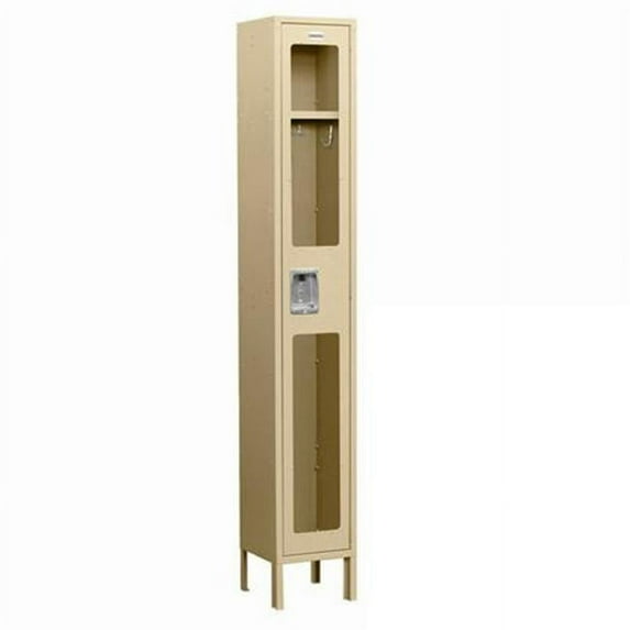 12" Wide Single Tier See-Through Metal Locker - 1 Wide - 6 Feet High - 12 Inches Deep - Tan - Unassembled