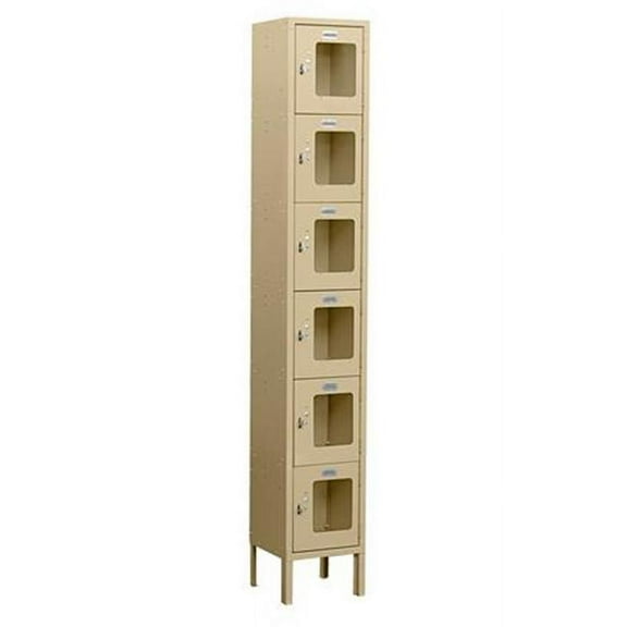 Salsbury Industries  See-Through Metal Locker - Tan - 6 Tier Box Style - 1 Wide