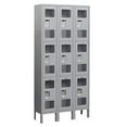 thumbnail image 1 of 12" Wide Triple Tier See-Through Metal Locker - 3 Wide - 6 Feet High - 12 Inches Deep - Gray - Unassembled, 1 of 3