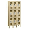 thumbnail image 1 of 12" Wide Triple Tier See-Through Metal Locker - 3 Wide - 6 Feet High - 15 Inches Deep - Tan - Unassembled, 1 of 4