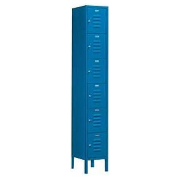Standard Metal Locker - Six Tier Box Style - 1 Wide - 6 Feet High - 12 Inches Deep - Blue - Unassembled