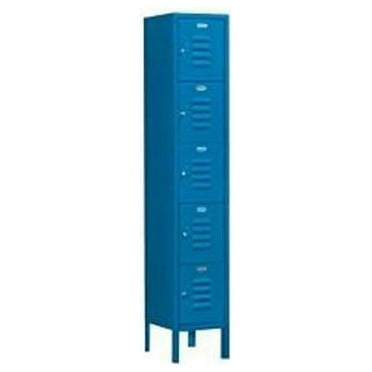 12" Wide Five Tier Box Style Standard Metal Locker - 1 Wide - 5 Feet High - 15 Inches Deep - Blue - Assembled