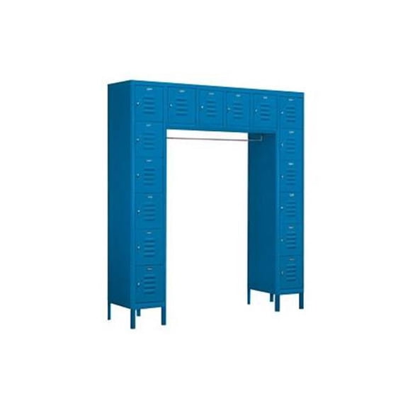 12" Wide Six Tier Box Style Bridge Standard Metal Locker - 16 Box - 18 Inches Deep - Blue - Assembled