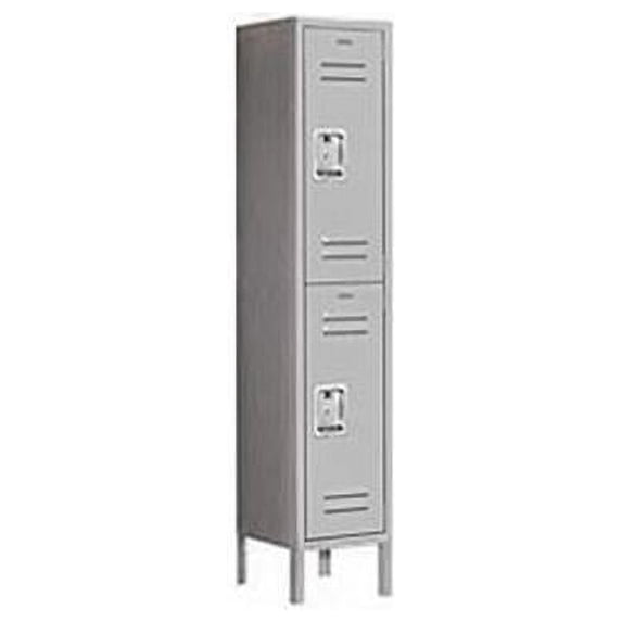 Salsbury Industries 62155GY-A 12 in. W x 66 in. H x 15 in. D Standard Metal Locker-Double Tier-1 Wide-Gray-Assembled