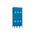 thumbnail image 1 of 12" Wide Double Tier Standard Metal Locker - 3 Wide - 6 Feet High - 12 Inches Deep - Blue - Assembled, 1 of 3