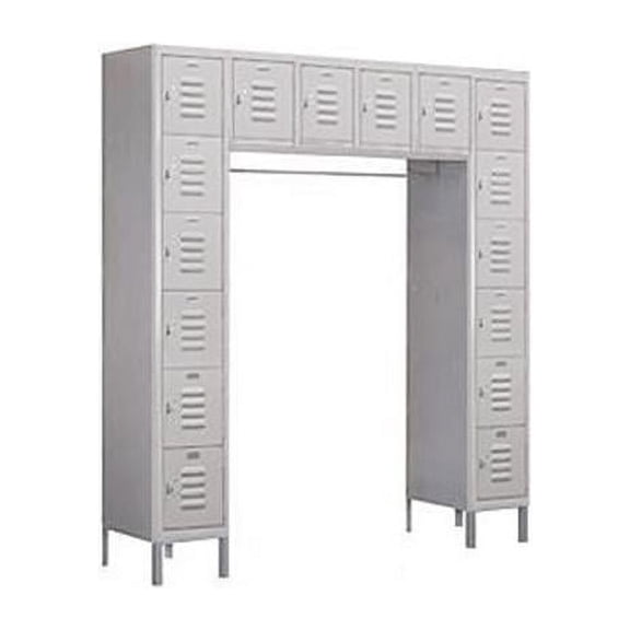12" Wide Six Tier Box Style Bridge Standard Metal Locker - 16 Box - 18 Inches Deep - Gray - Unassembled