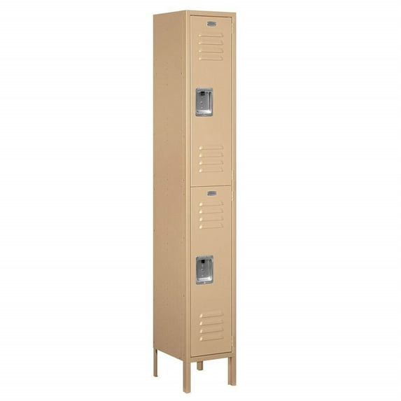 Salsbury Industries 62162TN-A 12 in. W x 78 in. H x 12 in. D Standard Metal Locker-Double Tier-1 Wide-Tan-Assembled
