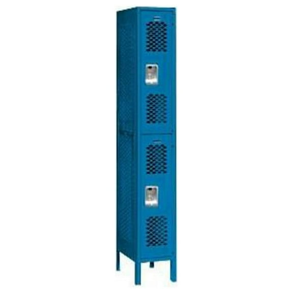 Salsbury Industries 72168BL-U 12 in. W x 78 in. H x 18 in. D Vented Metal Locker-Double Tier-1 Wide-Blue-Unassembled