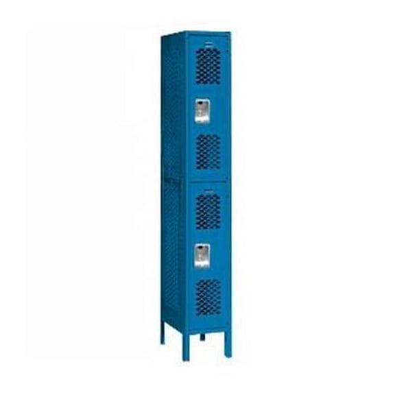 Salsbury Industries 72162BL-U 12 in. W x 78 in. H x 12 in. D Vented Metal Locker-Double Tier-1 Wide-Blue-Unassembled