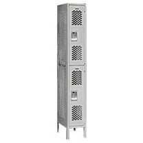Salsbury Industries 72162GY-A 12 in. W x 78 in. H x 12 in. D Vented Metal Locker-Double Tier-1 Wide-Gray-Assembled