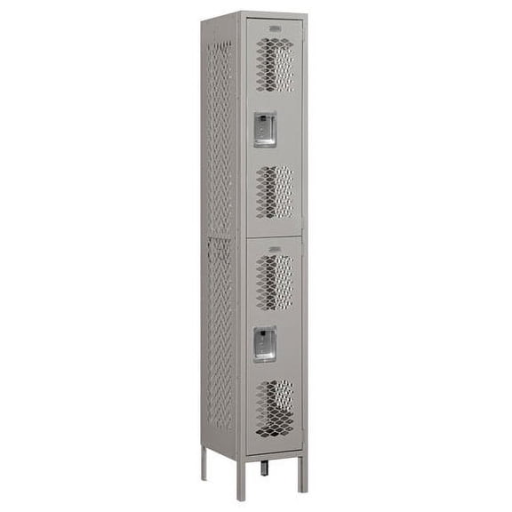 Salsbury Industries 72165GY-U 12 in. W x 78 in. H x 15 in. D Vented Metal Locker-Double Tier-1 Wide-Gray-Unassembled