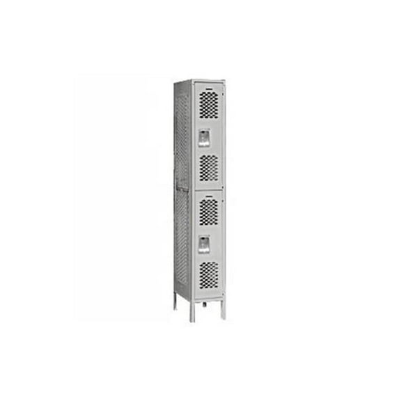 Vented Metal Locker - Double Tier - 1 Wide - 6 Feet High - 12 Inches Deep - Gray - Unassembled