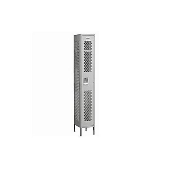 Vented Metal Locker - Single Tier - 1 Wide - 6 Feet High - 12 Inched Deep - Gray - Assembled