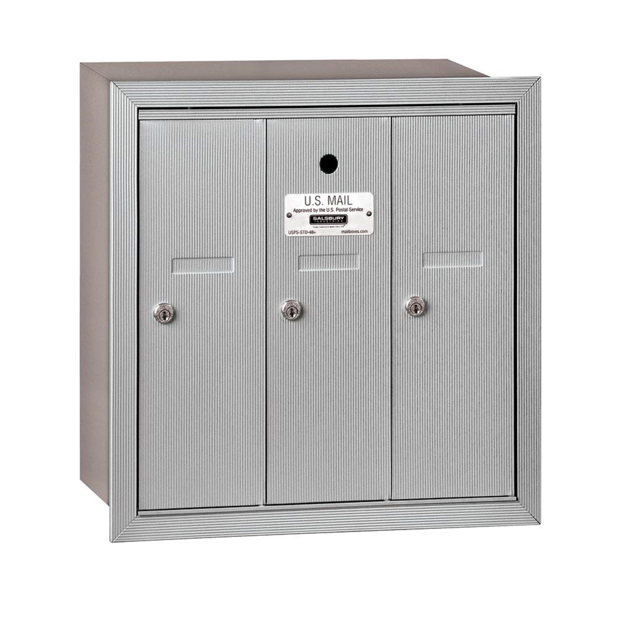 Salsbury Industries Vertical Mailbox,3 Doors,Alum 3503ARU