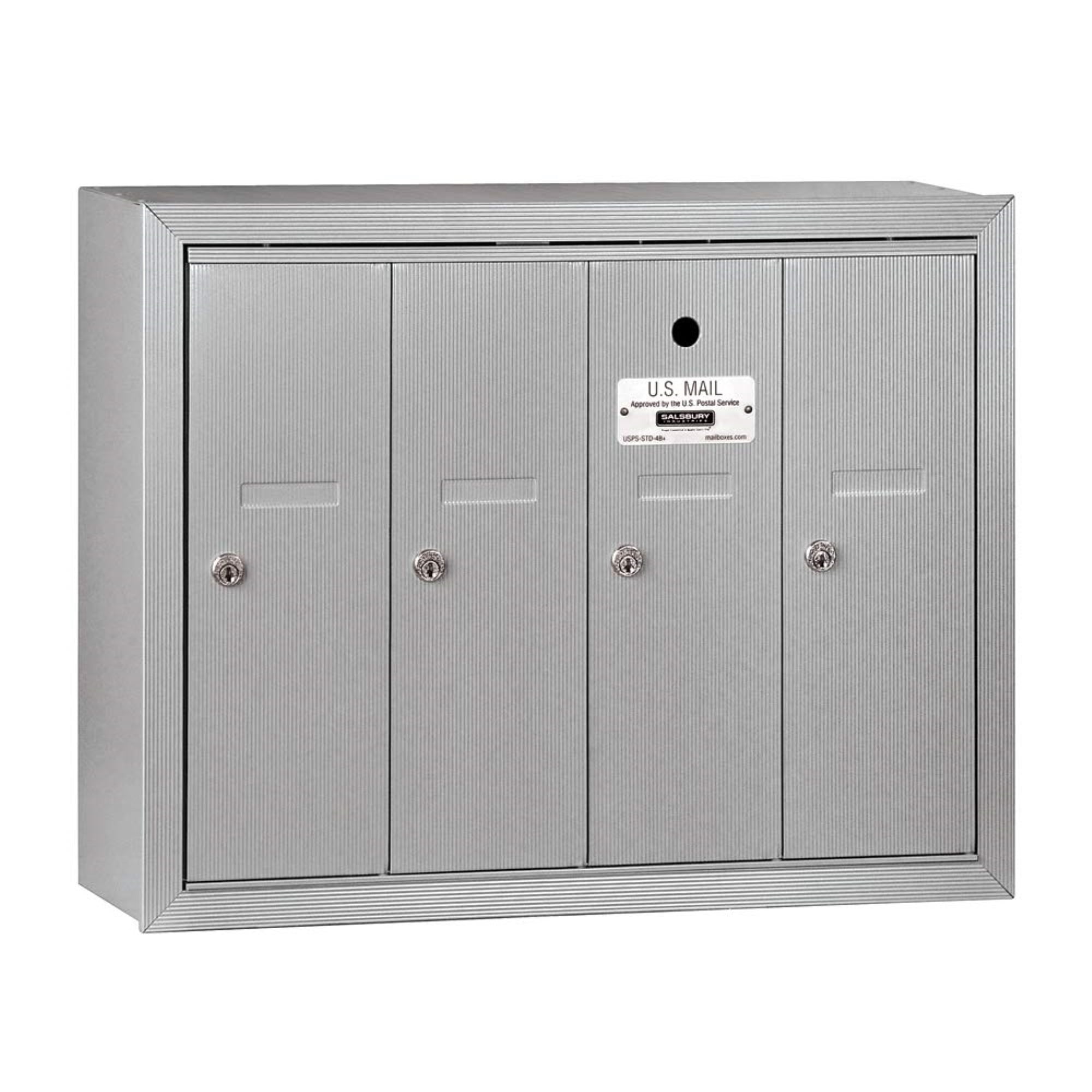 Aluminum 4-Door Wall Mount Lockable Mailbox