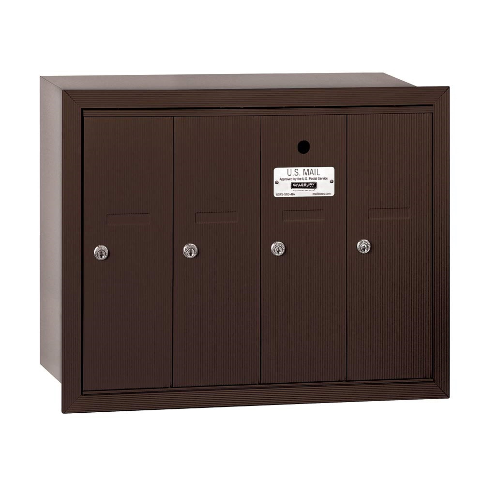 Salsbury Industries 3504ZRU Vertical Mailbox - 4 Doors - Bronze - Recessed Mounted - USPS Access
