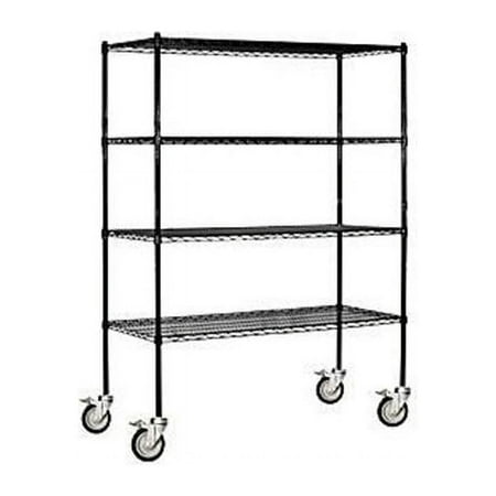 Salsbury Industries 9654M-BLK 60 in. W x 80 in. H x 24 in. D Wire Shelving - Mobile - Black