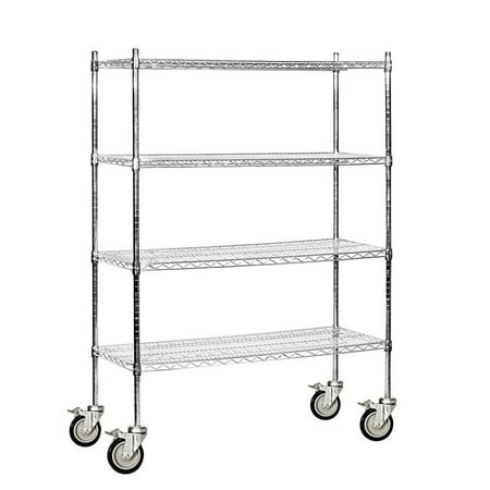Salsbury Industries 9548M-CHR Wire Shelving - Mobile - 48 Inches Wide - 69 Inches High - 18 Inches Deep - Chrome