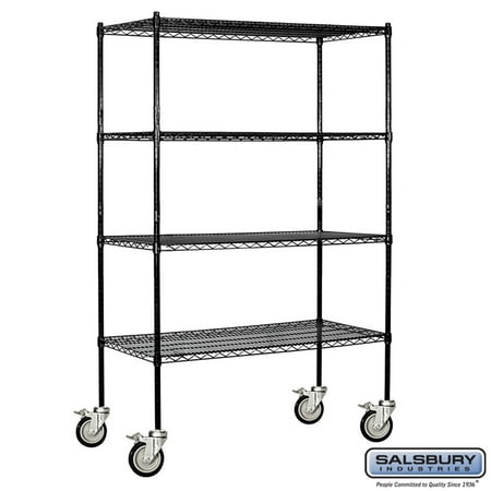 Salsbury Industries 9648M-CHR Wire Shelving - Mobile - 48 Inches Wide - 80 Inches High - 18 Inches Deep - Chrome