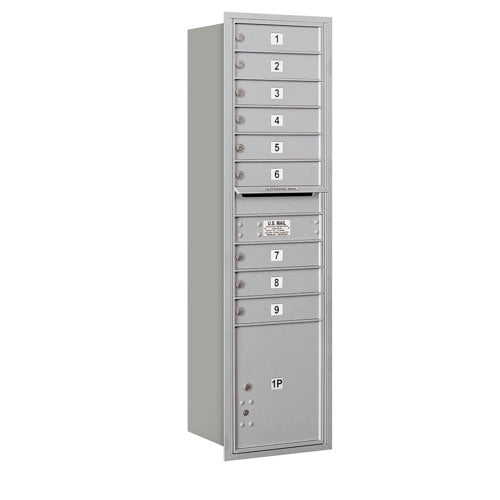 Salsbury Industries 9 Door Rear Load 4C Horizontal Mail Center with 1 Parcel Locker