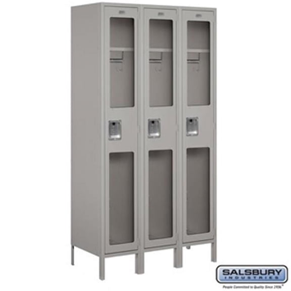Salsbury S-51368GY-A 3 x 6 x 18 in. Single Tier Extra Wide See Through Metal Locker, Gray - Assembled