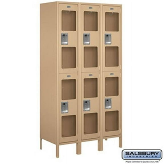 Salsbury S-52368TN-U 3 x 6 x 18 in. Double Tier Extra Wide See Through Metal Locker, Tan - Unassembled