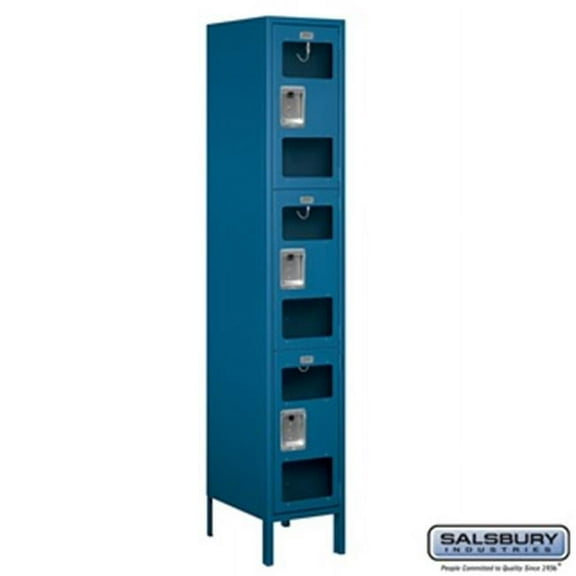 Salsbury S-53168BL-U 1 x 6 x 18 in. Triple Tier Extra Wide See Through Metal Locker, Blue - Unassembled
