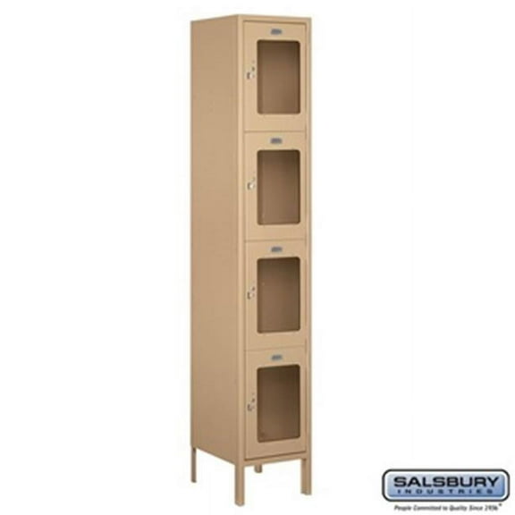 Salsbury S-54165TN-U 1 x 6 x 15 in. Four Tier Extra Wide See Through Metal Locker, Tan - Unassembled