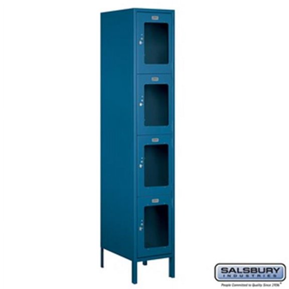 Salsbury S-54168BL-U 1 x 6 x 18 in. Four Tier Extra Wide See Through Metal Locker, Blue - Unassembled