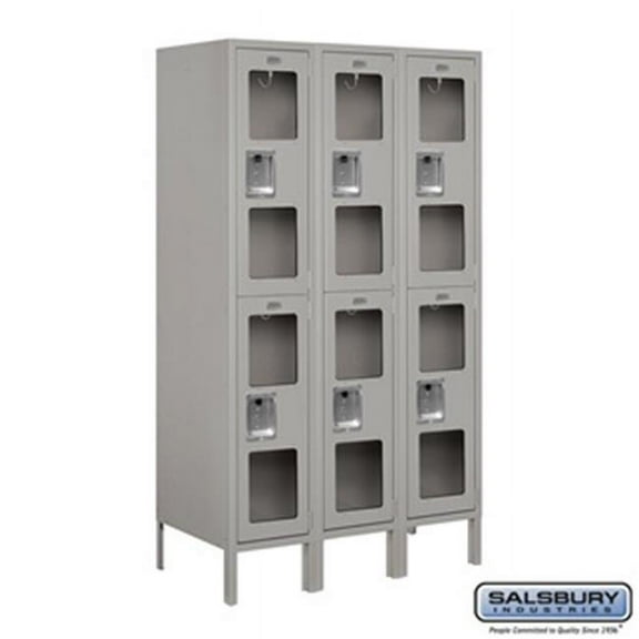 Salsbury S-62358GY-U 3 x 5 x 18 in. Double Tier See Through Metal Locker, Gray - Unassembled