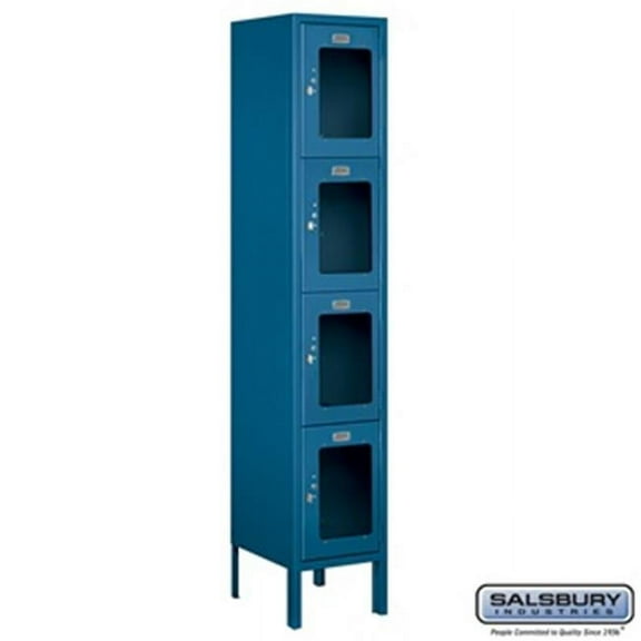 Salsbury S-64152BL-A 1 x 5 x 12 in. Four Tier See Through Metal Locker, Blue - Assembled