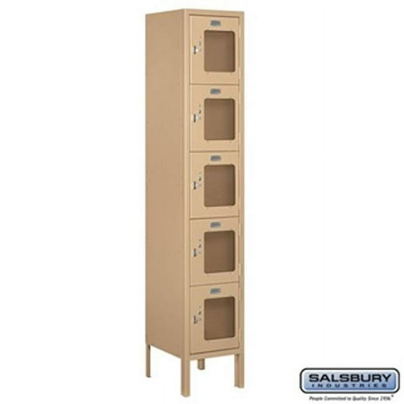 Salsbury S-65152TN-A 1 x 5 x 12 in. Five Tier Box Style See Through Metal Locker, Tan - Assembled