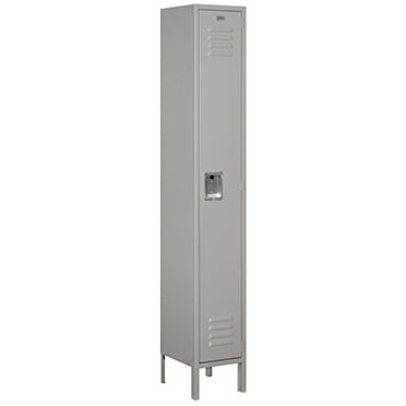 12" Wide Single Tier Standard Metal Locker - 1 Wide - 6 Feet High - 12 Inches Deep - Gray - Unassembled